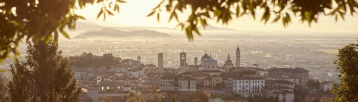 Bergamo. Dawn view of the historical part of the city.