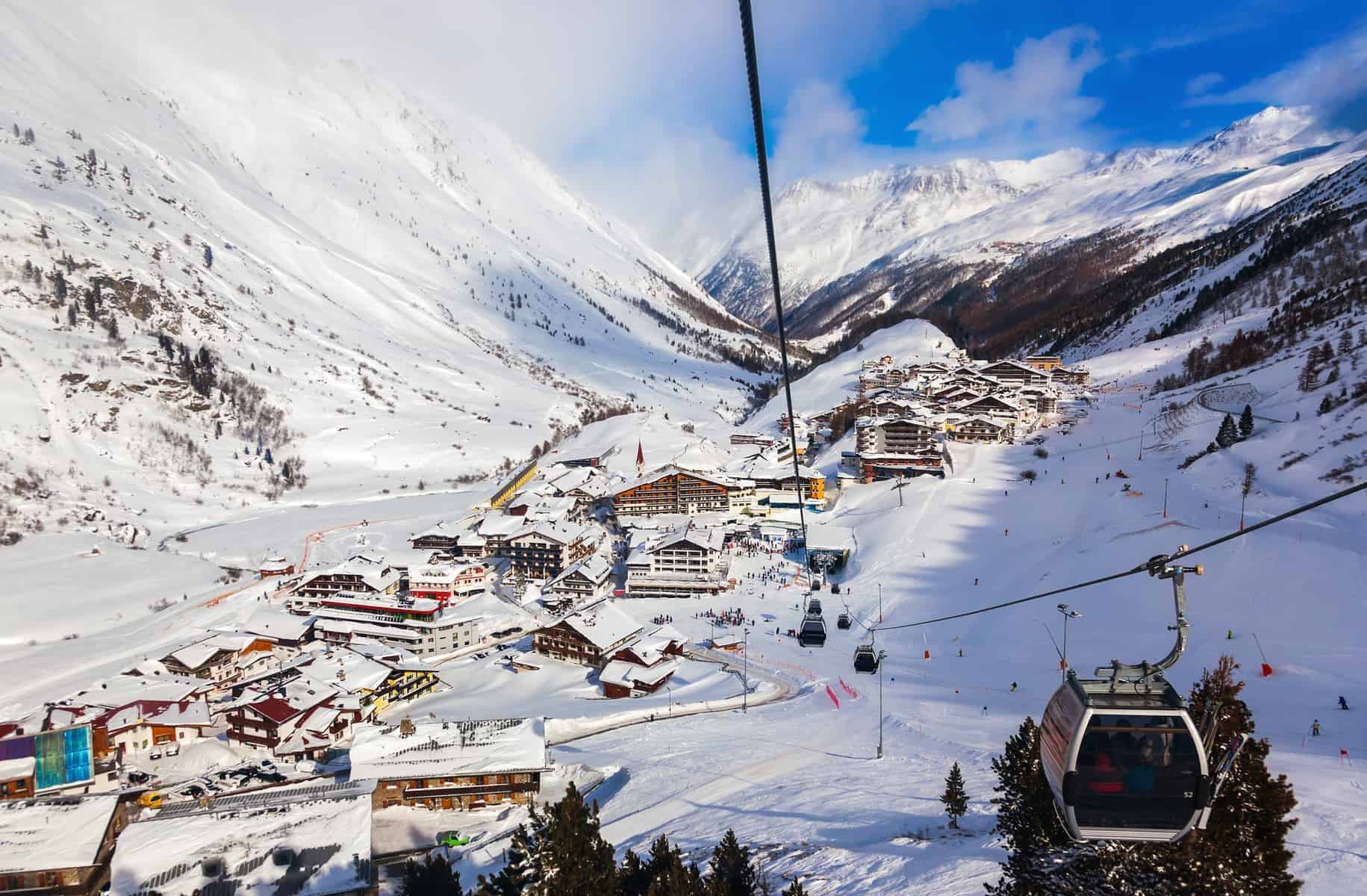 Mountain ski resort Obergurgl Austria - nature and sport background