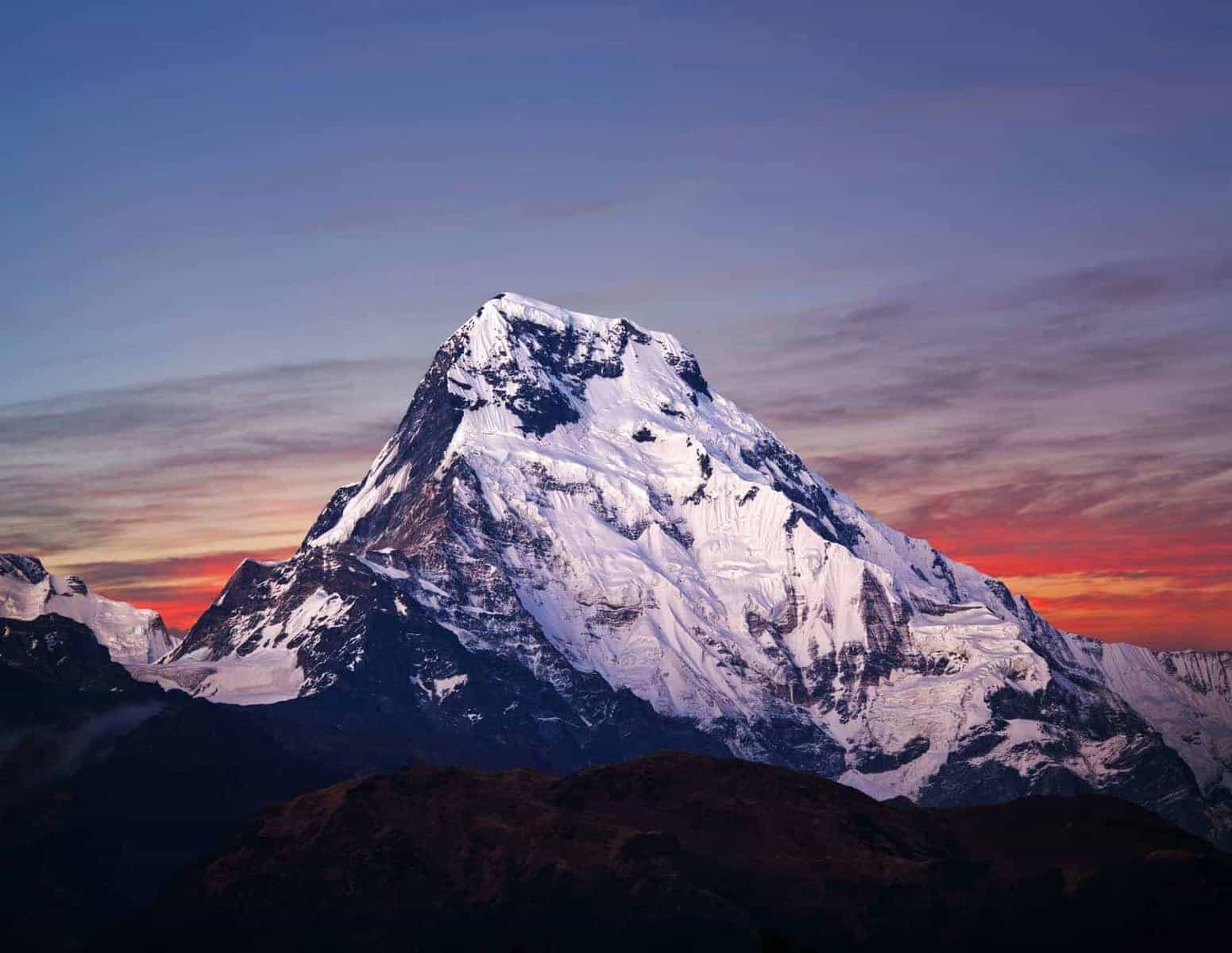 Panorama of mount Annapurna South - view from Poon Hill on Annapurna Circuit Trek in the Nepal Himalaya