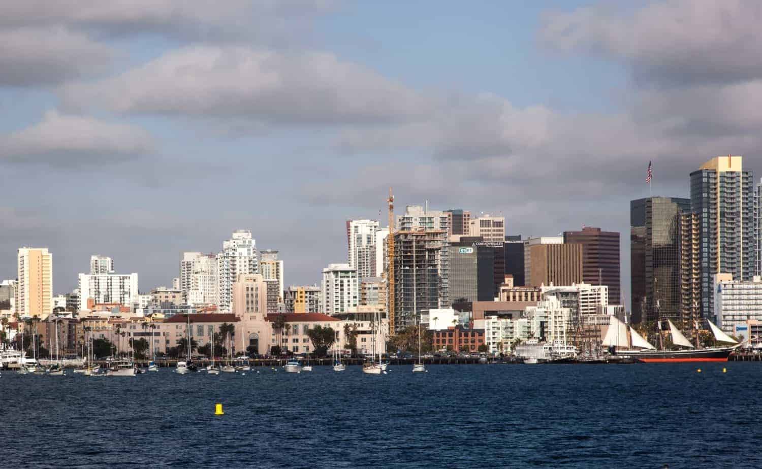 San Diego. Looking across the harbor to the beautiful San Diego skyline