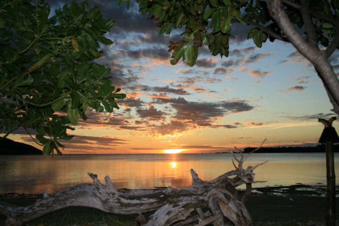 Sunset over the beautiful Fiji islands