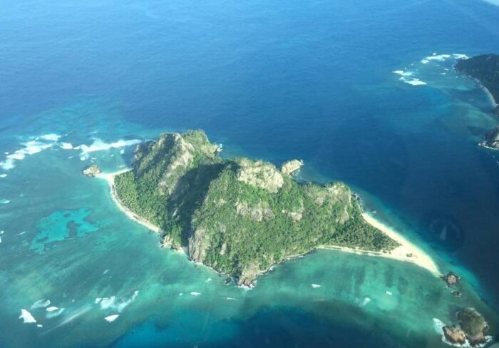 Monuriki (Tom Hanks Island) from the air Mamanucas