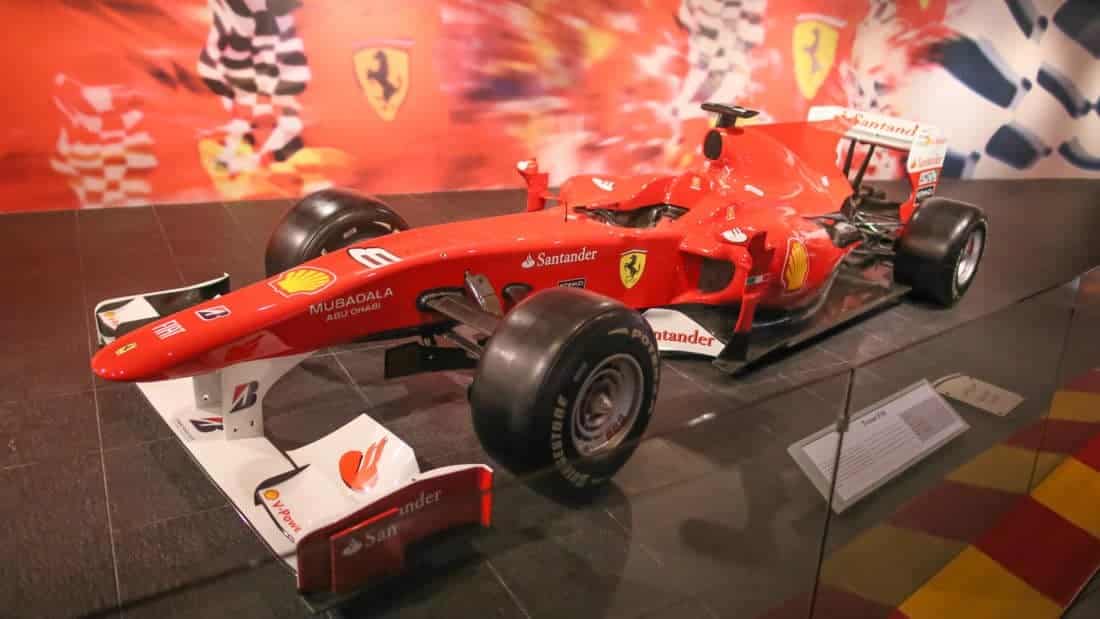 Ferrari World at Yas Island in Abu Dhabi. Legendary retro cars Ferrari. Drive, auto.