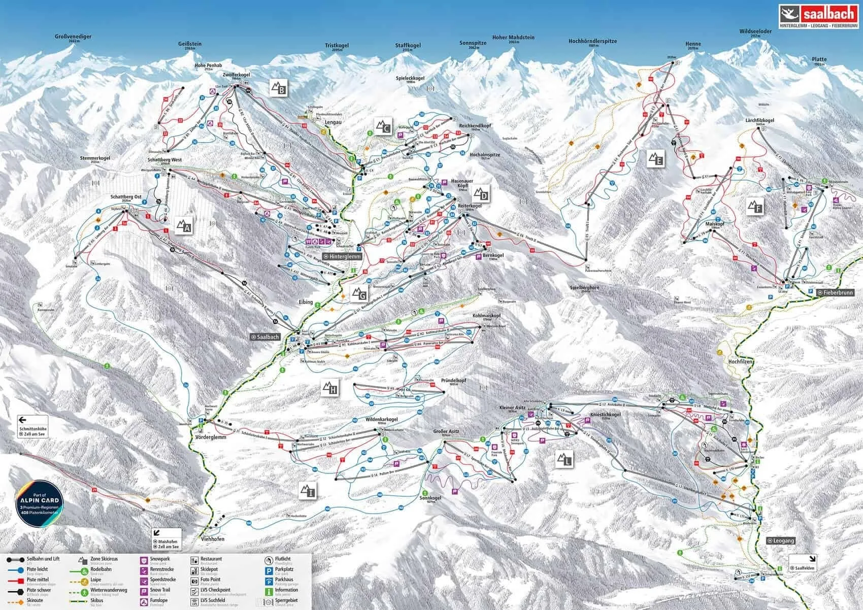 Saalbach Pistekort