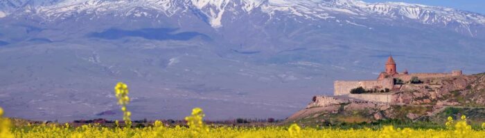 Rejse til Armenien. Ararat in Armenia. Khor Virap klostret nær Ararat vulkanen