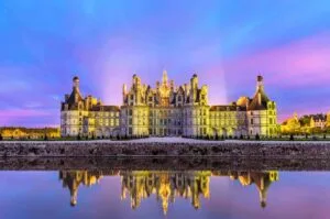 Franske slotte. Chateau de Chambord, the largest castle in the Loire Valley - France