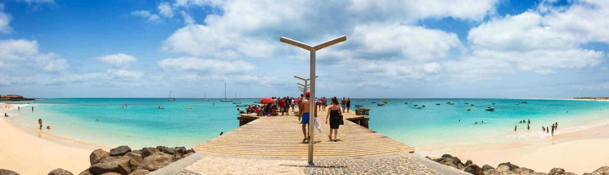 Santa Maria beach pontoon in Sal Island Cape Verde - Cabo Verde.