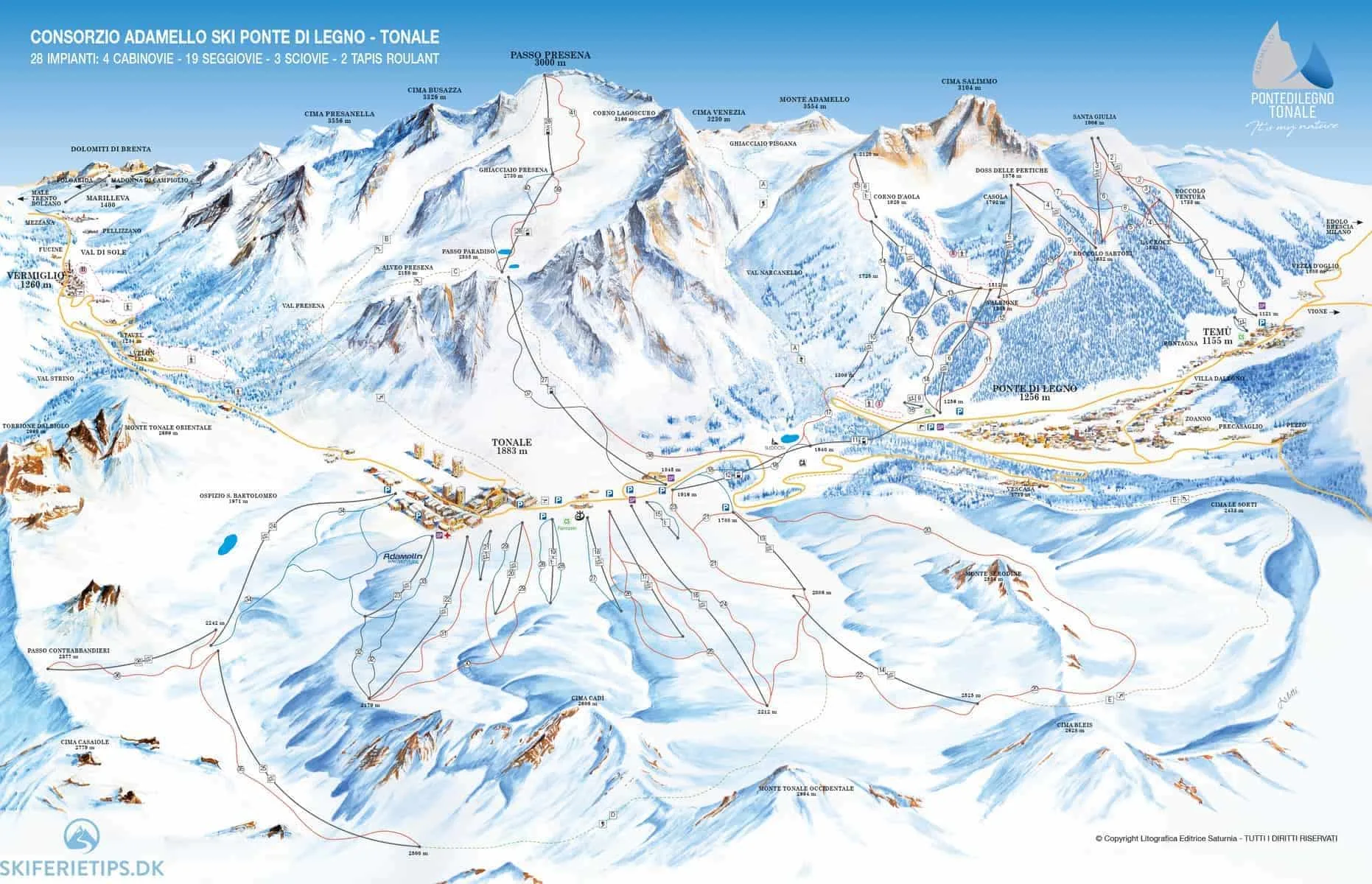 Passo Tonale pistekort