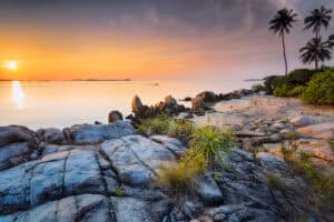 Bintan Island solopgang over havet