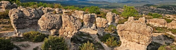 Forcalquier, Provence, France: Rochers des Mourres, strange geological formation in a plateau of the Alpes-de-Haute-Provence