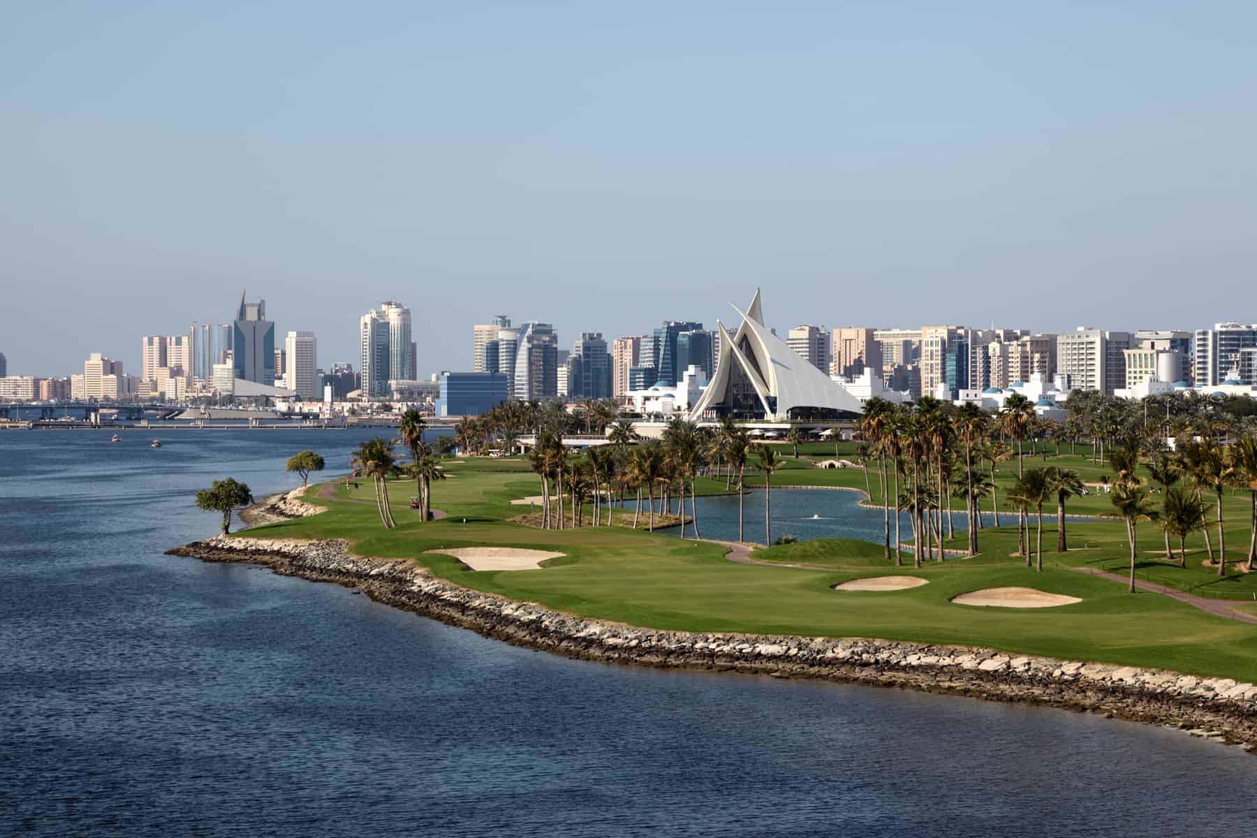 Golfbaan Dubai Creek en Yacht Club. Verenigde Arabische Emiraten