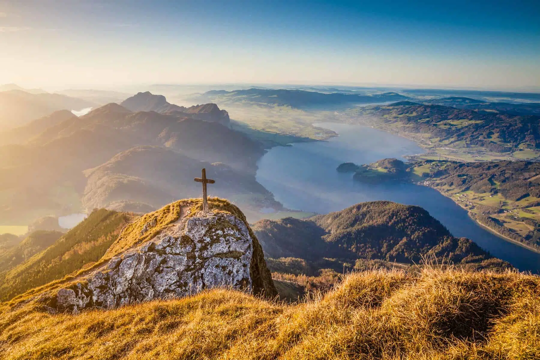 Mondsee set fra luften, Østrig