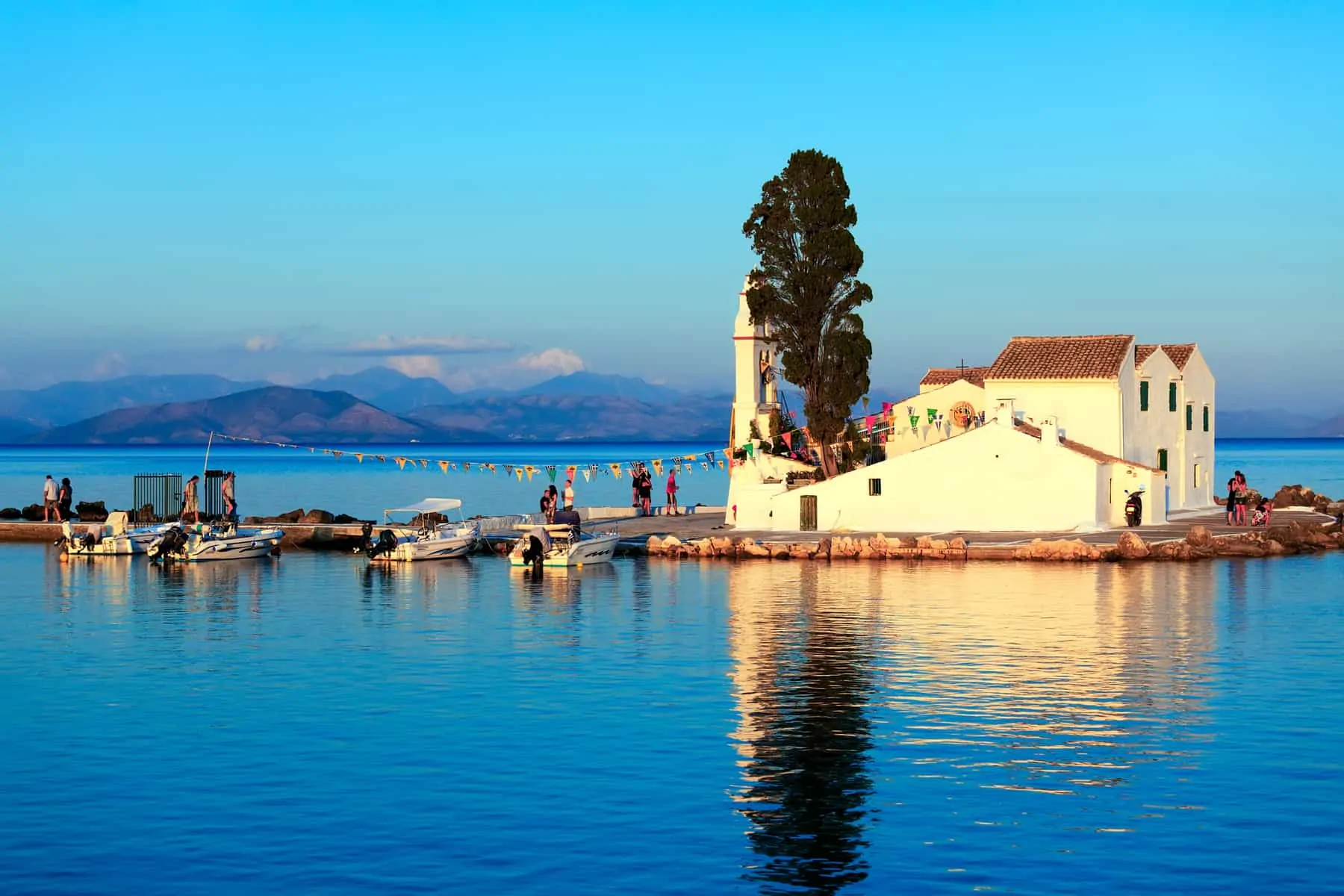 Græske øer. Vlacherna klostret i Kanoni, Korfu, rejser til Grækenland