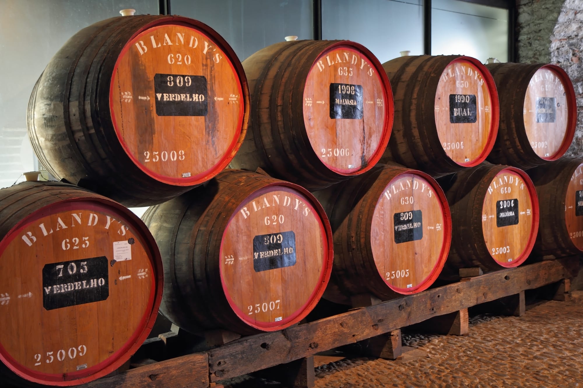 Classic huge oak barrels of wine Madera