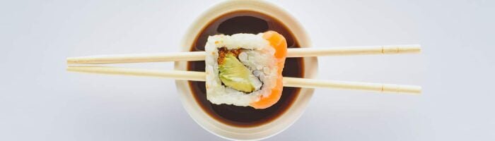 Sushi and chop sticks