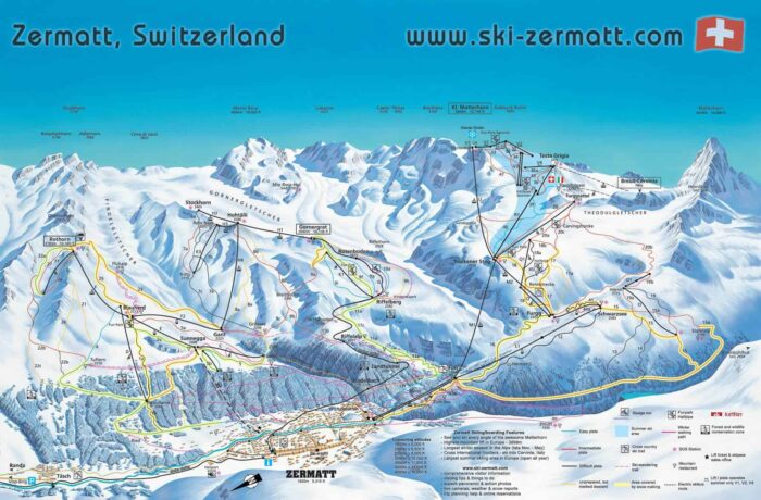 Zermatt pistekort, Schweiz