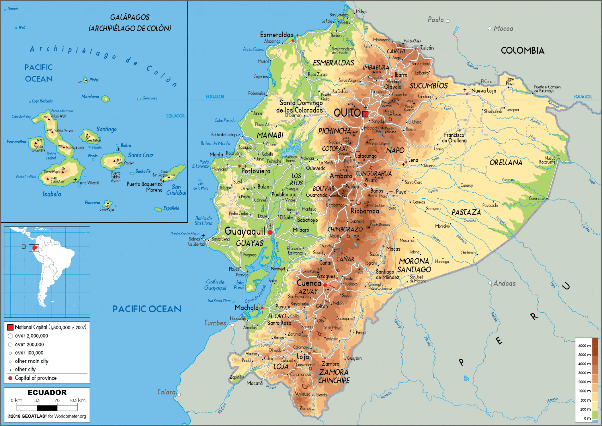 ecuador + Galapagos map