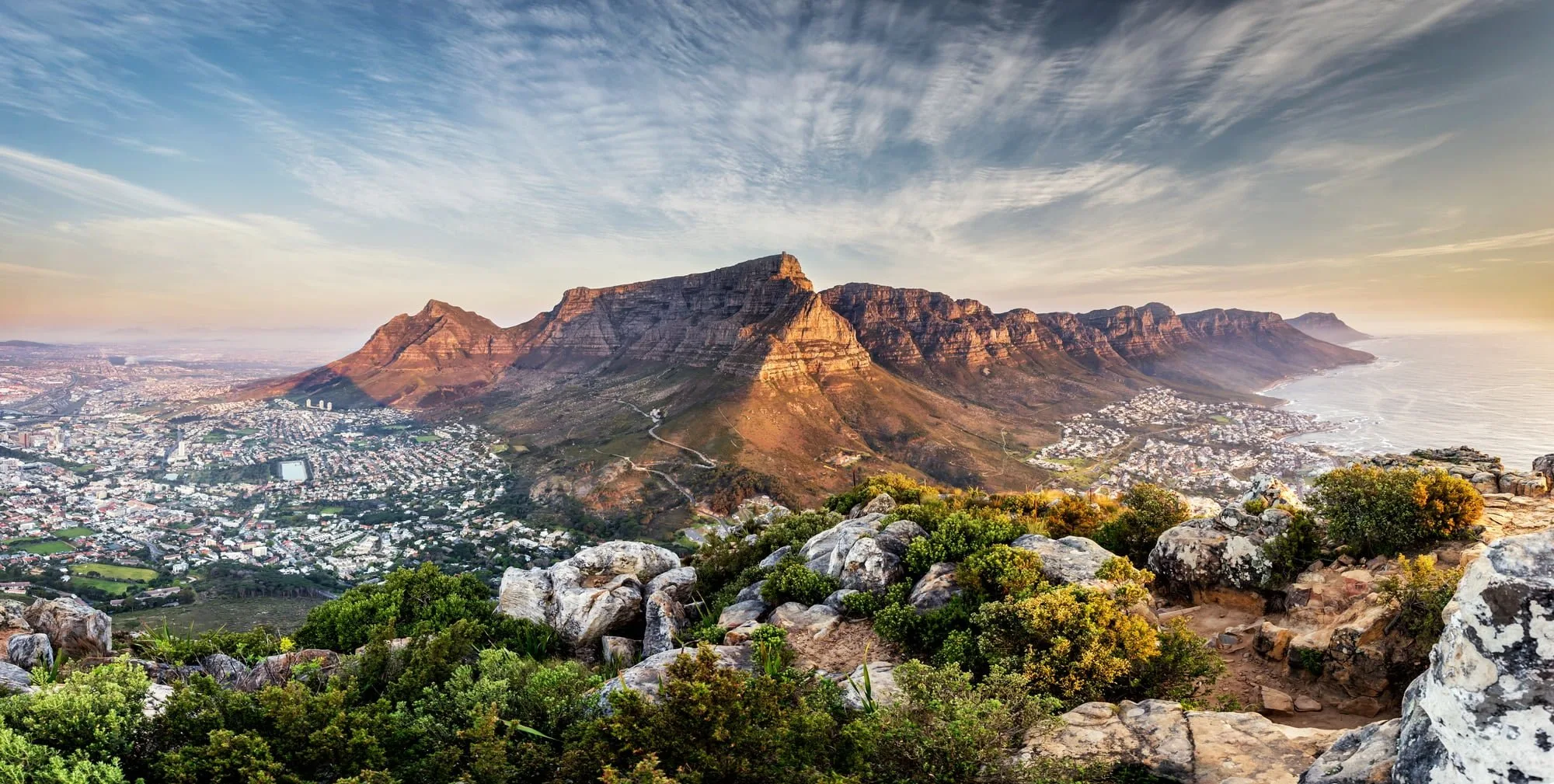 sydafrika eventyrligt store smukke — Table mountain sunset, Sydafrika