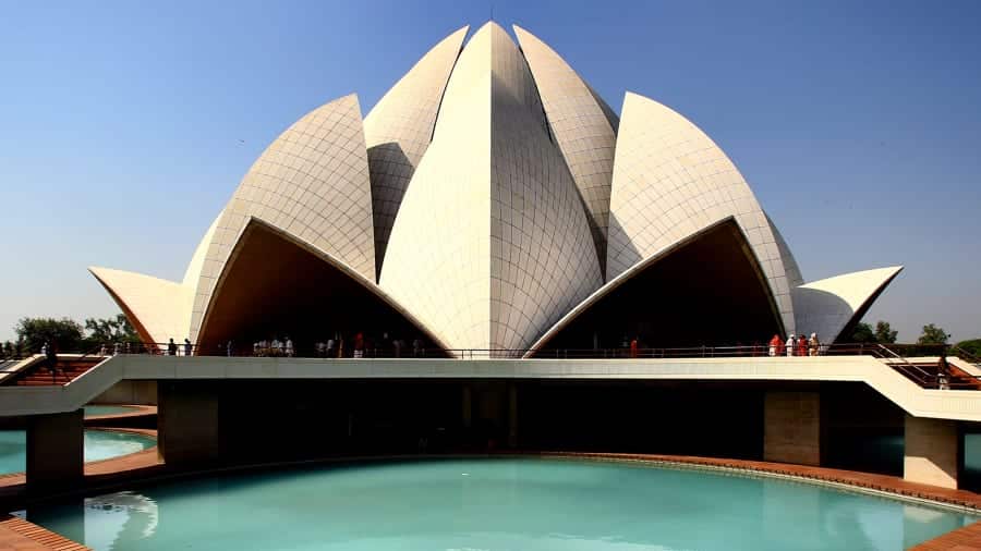 Lotus temple, New Delhi, India, også ny spændende arkitektur er Indien, her fa 1986