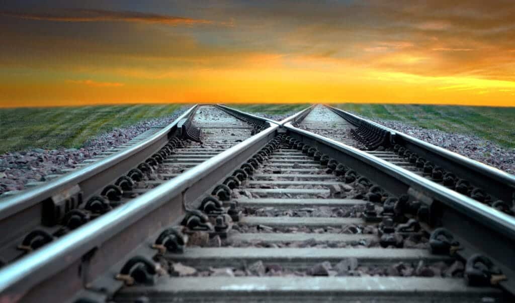 Railroad in sunset