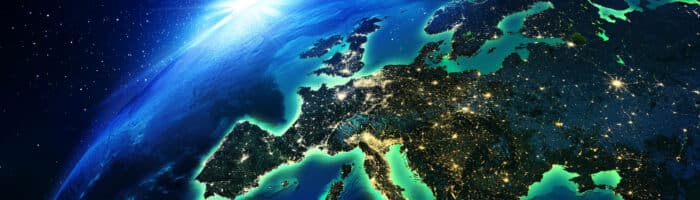 Rejser til EU, her Europa set fra rummet