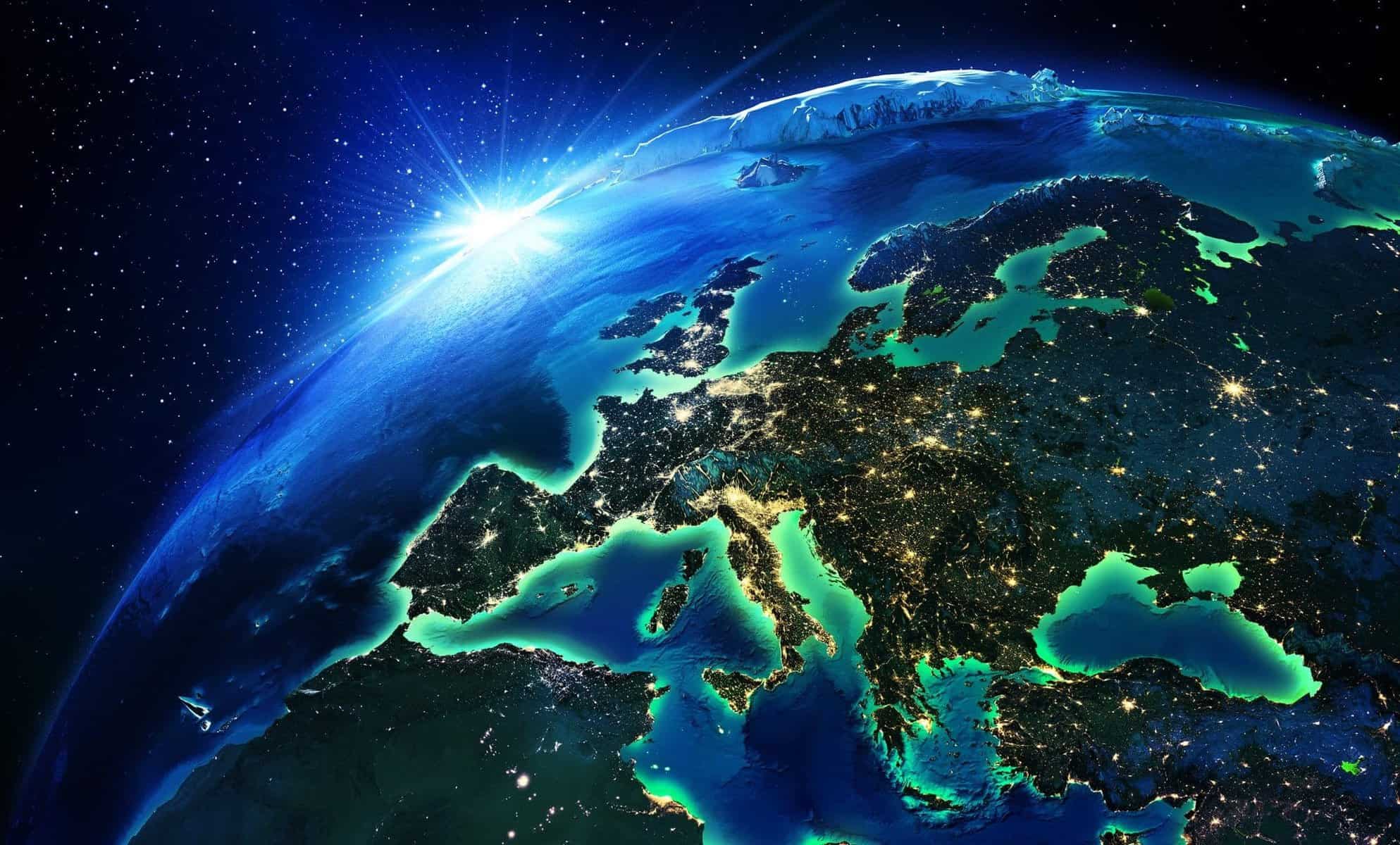 Rejser til EU, her Europa set fra rummet