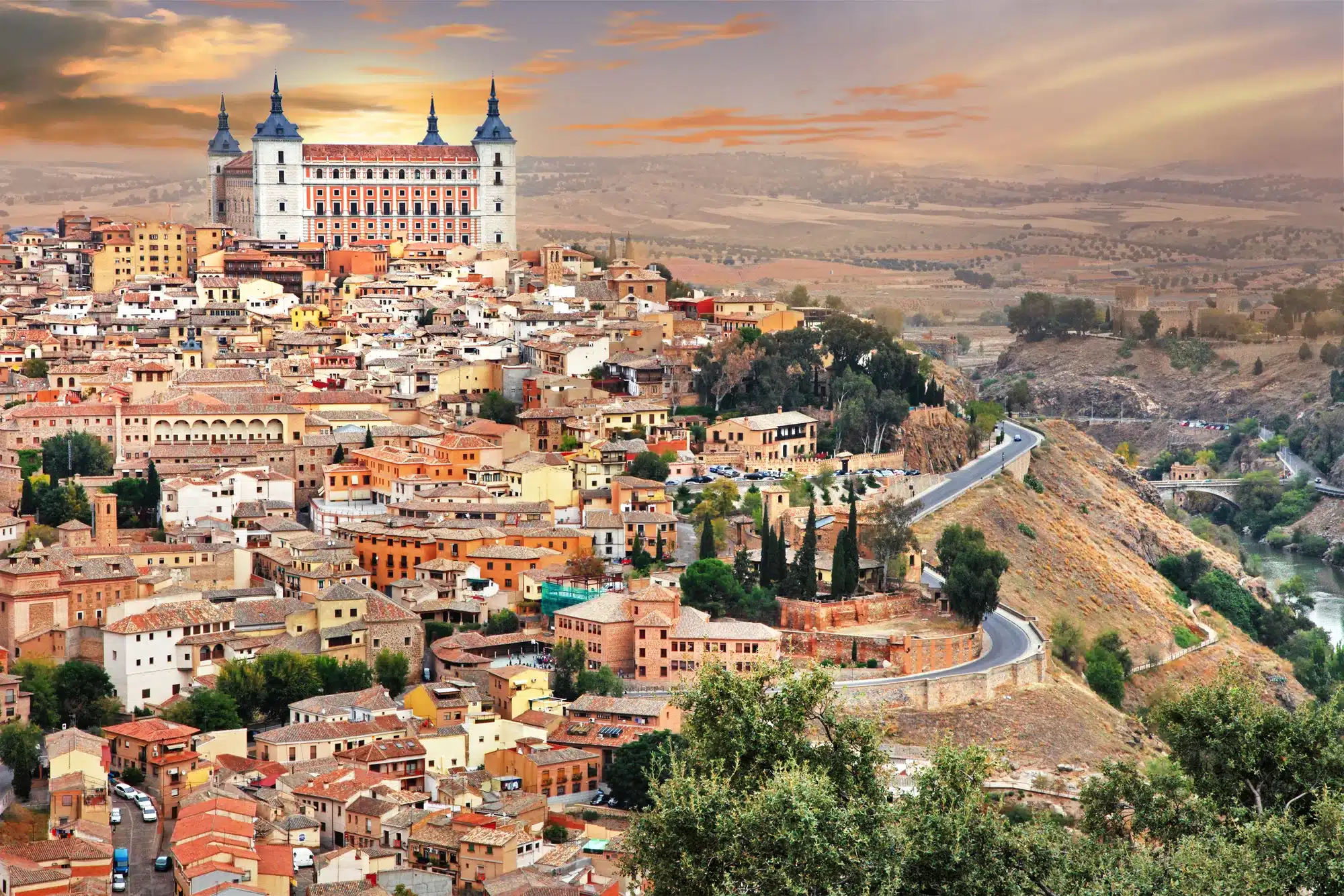 Toledo solnedgang, Spanien