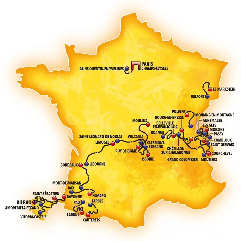 Tour de France. Le-Loop-2023-Route kort