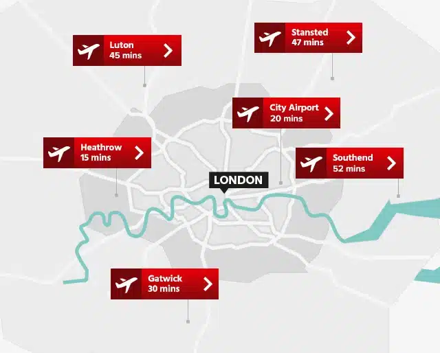 London lufthavne kort