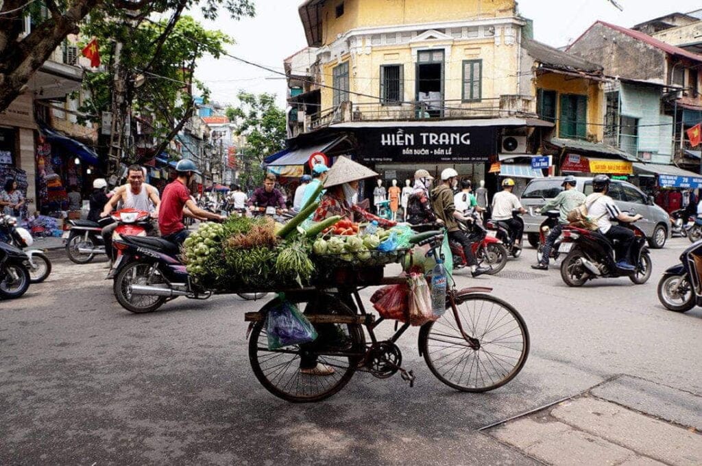 Gadeliv i Hanois gamle kvarter, Vietnam