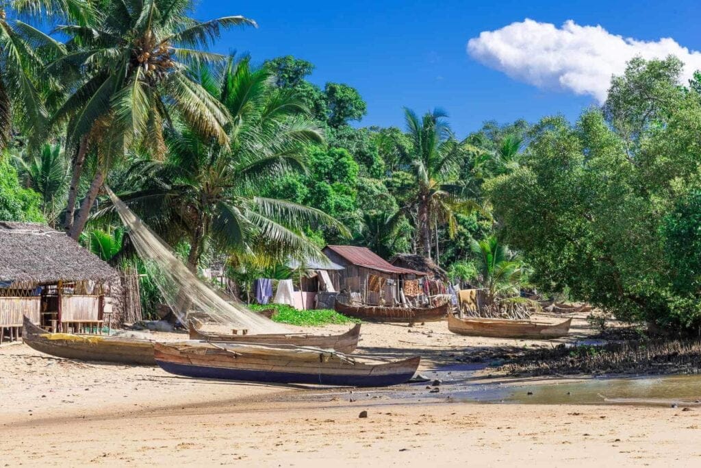 Nosy Iranja off the northwest coast of Madagascar, where a sandbar connects two islands