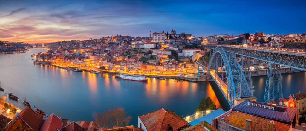 Porto Portugal with the famous Luis I Bridge and the Douro River scaled 1