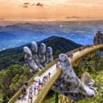 Den gyldne bro i Danang, Vietnam fra luften
