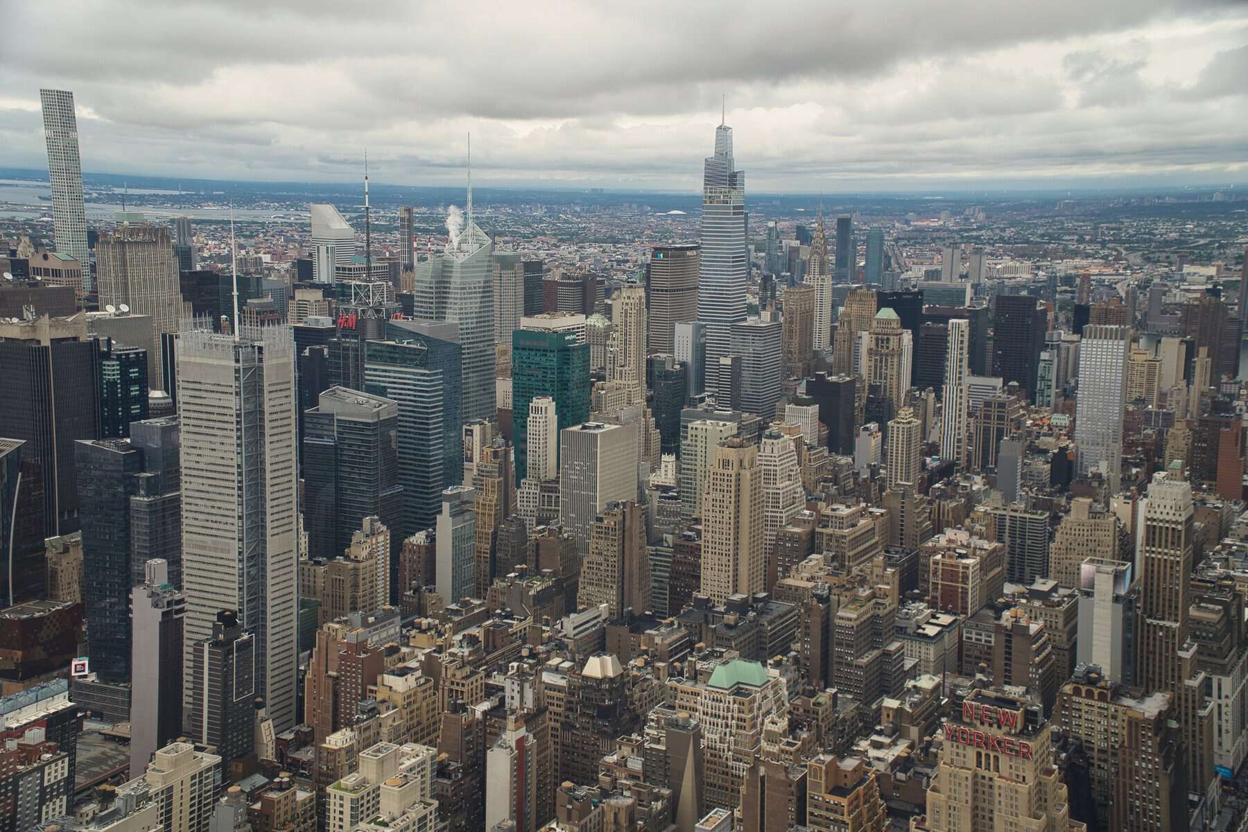 Manhattan skyline from the observatory tower of The Edge, outdoor observation deck in hudson yard in New York city, USA