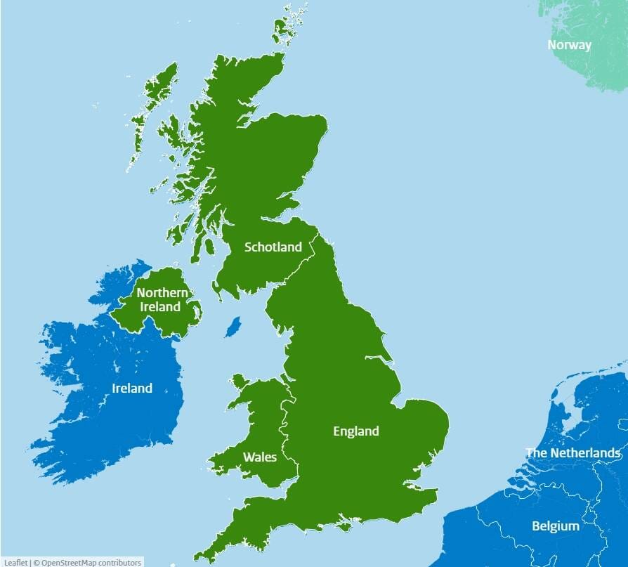 Storbritannien: England, Nordirland, Scotland og Wales