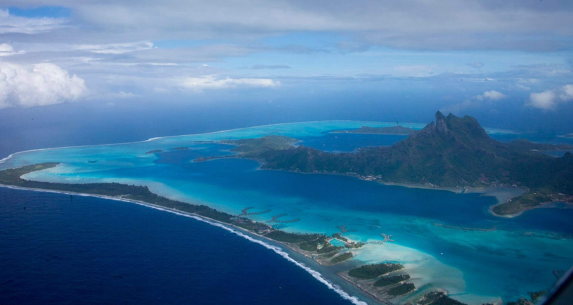 Bora Bora is an island in the Leeward group of the Society Islands of French Polynesia, an overseas collectivity of Fran. Image: Wikimedia Commons / The TerraMar Project, CC BY 2.0.