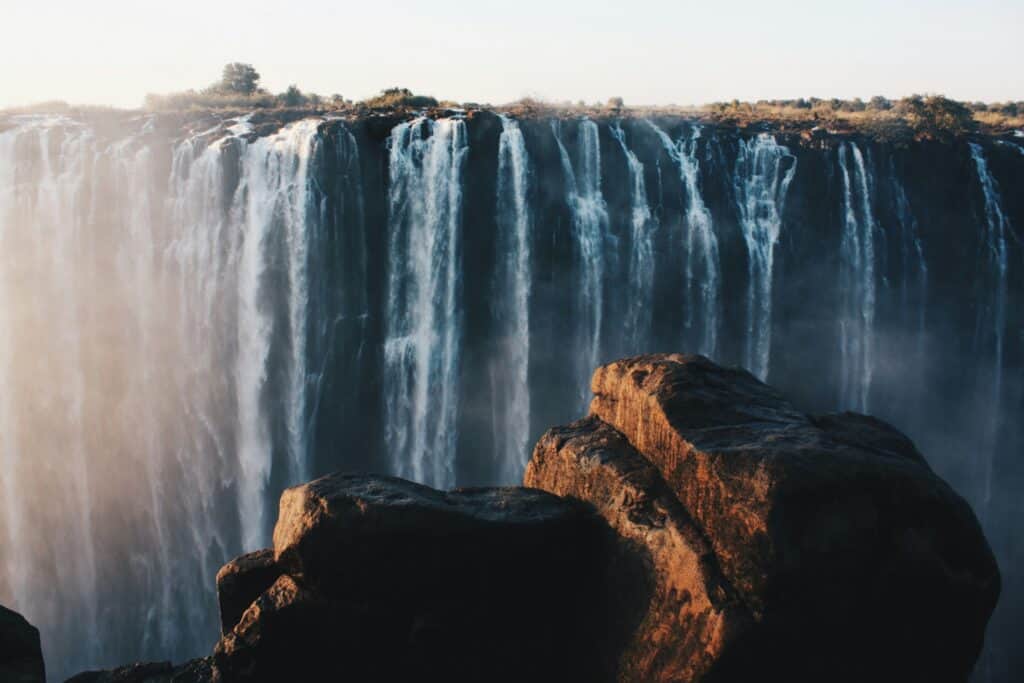 Victoria Falls Zimbabwe, seeing the millions of water falling from the top