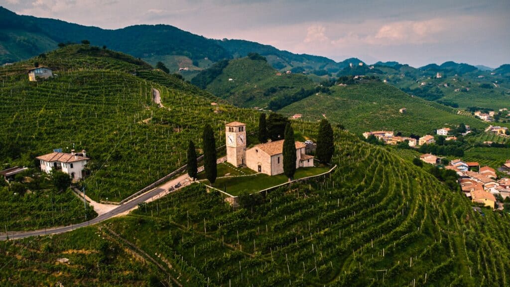 Prosecco-bakkerne mellem Conegliano og Valdobbiadene i Veneto, sidste stop på ruten