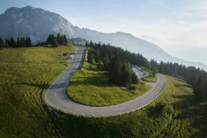 Rossfeld Panorama Strasse, Roßfeldstraße, Eck im Landkreis Berchtesgadener Land, Germany. Den store europæiske bilferie