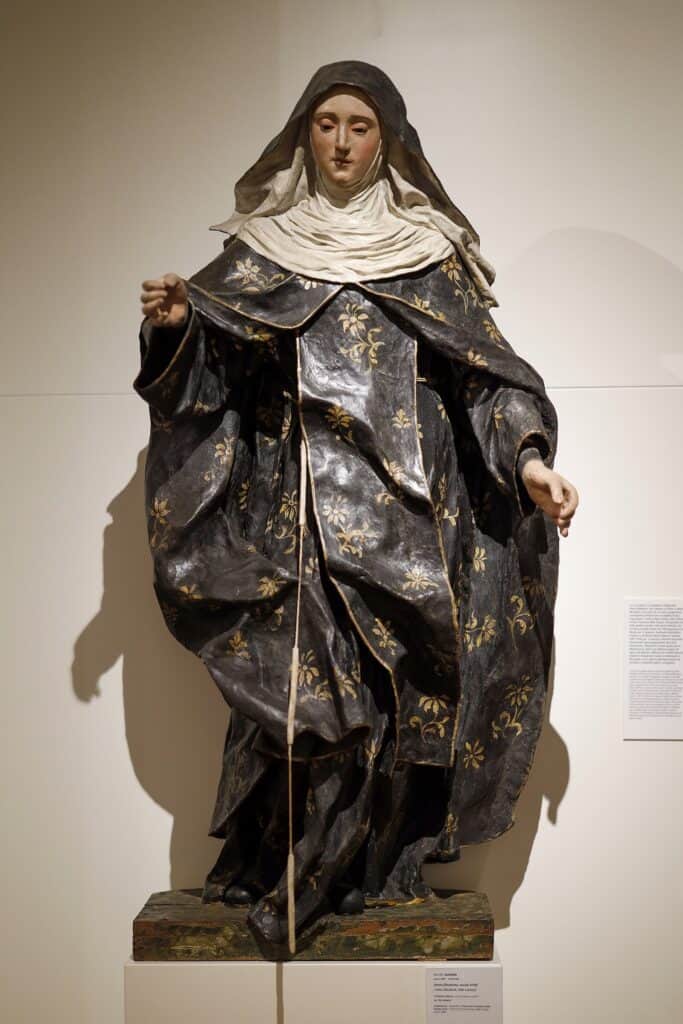 Helgenfigur i bemalet cartapesta - papmache - af Mauro Manieri, Museo Castromediano i Lecce